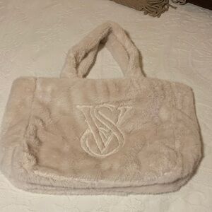 Victoria's Secret Plush Faux Fur Tote in Light Beige new without tags! Never use